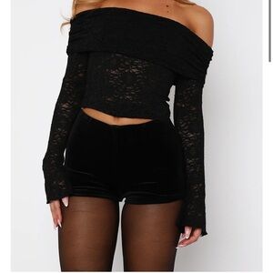 White Fox Boutique Black Velvet Shorts